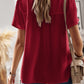 Devine Lace Detail Round Neck Short Sleeve Blouse