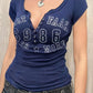 Devine Letter Notched Short Sleeve T-Shirt