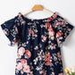 Printed Off-Shoulder Flounce Sleeve Blouse