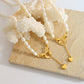 Titanium Steel Freshwater Pearl Heart Gold Necklace