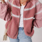 Lace Detail Zip Up Sherpa Patchwork Jacket