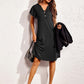 Full Size Notched Short Sleeve Lounge Dress