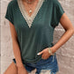 Full Size Lace Detail V-Neck Short Sleeve T-Shirt