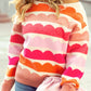 Contrast Boat Neck Long Sleeve Sweater