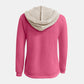 Full Size Waffle-Knit Contrast Long Sleeve Hoodie