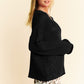 Davi & Dani Star Front Crochet Drop Shoulder Knit Top