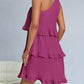 Layered Single Shoulder Mini Dress