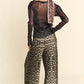 Davi & Dani Glitter Mesh Lettuce Hem Long Sleeve Top