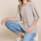 BOMBOM Round Neck Waffle Knit T-Shirt