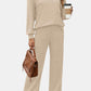 Round Neck Long Sleeve Top and Pants Set