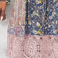 Full Size Lace Detail Printed Three-Quarter Sleeve Dress