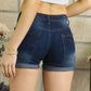 ADORA Distressed Roll Up Denim Shorts with Pockets