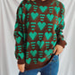 Heart Contrast Long Sleeve Dropped Shoulder Sweater