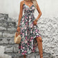 Smocked Printed Halter Neck Midi Dress