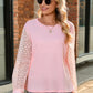 Full Size Round Neck Lace Long Sleeve T-Shirt Plus Size