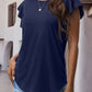 Full Size Ruffled Round Neck Cap Sleeve Blouse
