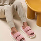 Open Toe Fluff Platform Slippers