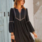Ruched Notched Long Sleeve Mini Dress