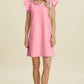 Double Take Full Size Ruffled V-Neck Cap Sleeve Dress