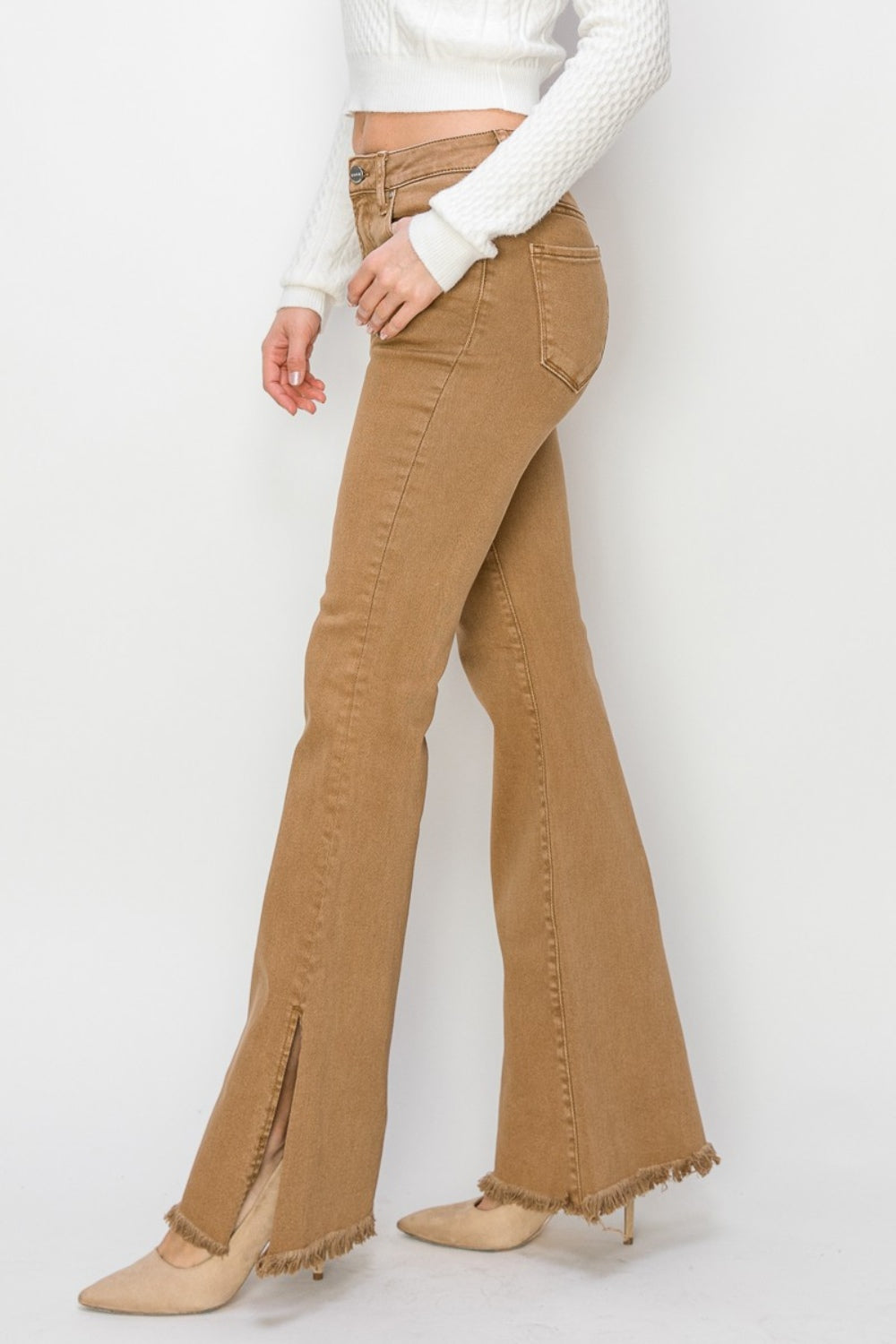 RISEN Bailey Full Size High Waist Side Slit Flare Jeans *