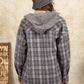 Drawstring Plaid Long Sleeve Hooded Jacket