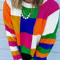 Color Block Round Neck Long Sleeve Sweater
