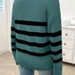 Striped Collared Neck Long Sleeve Sweater
