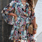 Ruffled Printed Surplice Half Sleeve Mini Dress