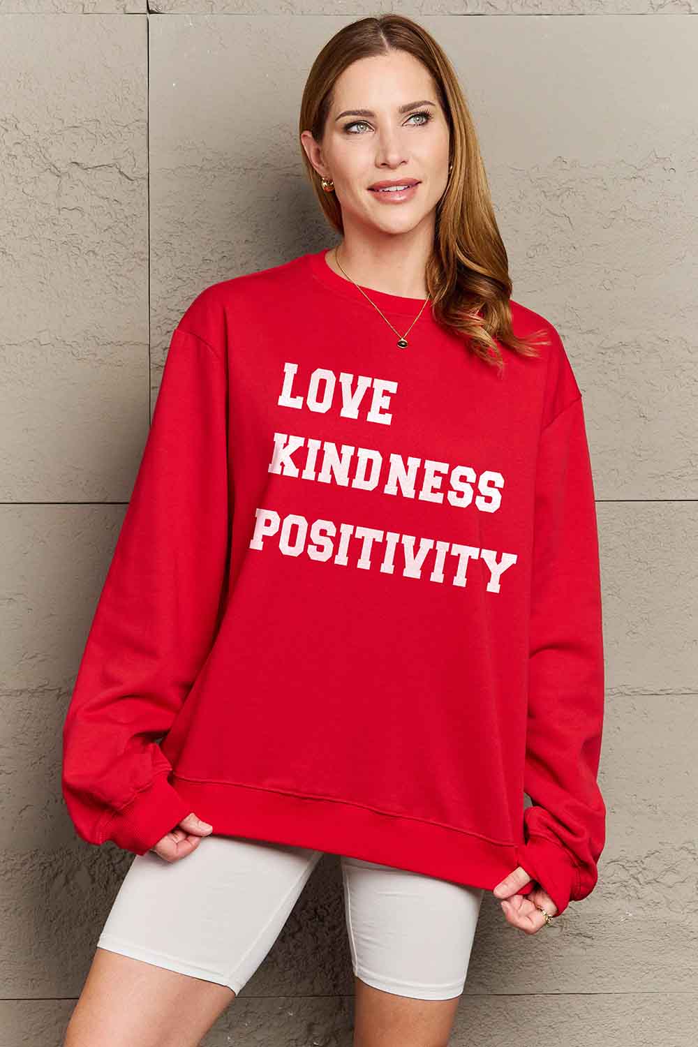 Simply Love Full Size LOVE KINDNESS POSITIVITY Graphic Sweatshirt