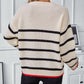 Striped Round Neck Dropped Shoulder Sweater