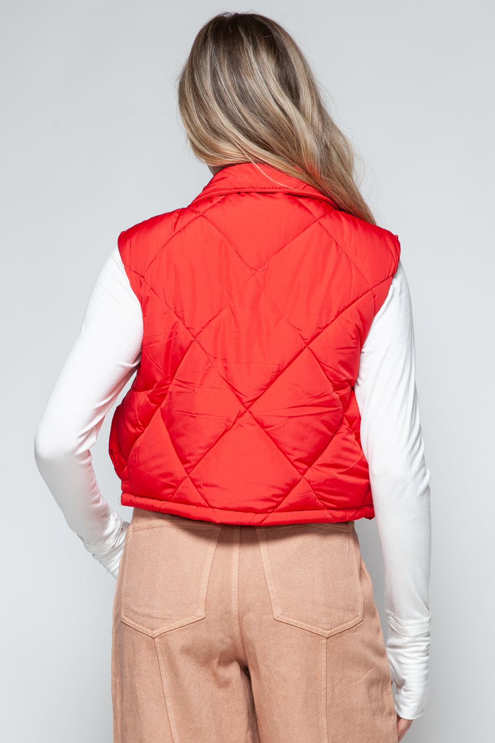 Snobbish Snap Down Quilted Crop Vest *
