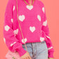 Heart Round Neck Dropped Shoulder Sweater