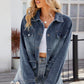 Button Up Long Sleeve Denim Jacket with Pockets