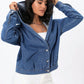 Button Up Hooded Denim Top