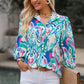 Printed Puff Sleeve Collared Blouse