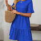 Mandy Ruffled Ruched Round Neck Half Sleeve Dress