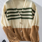 Color Block V-Neck Button Down Long Sleeve Cardigan