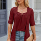 Full Size Eyelet Half Sleeve T-Shirt