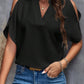 Full Size Notched Cold Shoulder Half Sleeve Blouse