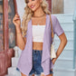Eyelet Open Front Short Sleeve Cover Up