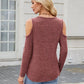 Ribbed Cold Shoulder Long Sleeve Top