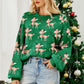 Reindeer Round Neck Drop Shoulder Sweater