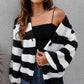 Striped Button Up Long Sleeve Sweater