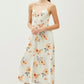 Be Cool Floral Peach Hibiscus Button Down Cami Midi Dress