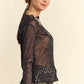 Davi & Dani Glitter Mesh Lettuce Hem Long Sleeve Top