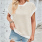 Lovelet Striped Round Neck Cap Sleeve Sweater
