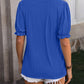 Textured Notched Flounce Sleeve Blouse