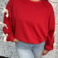 Contrast Bow Round Neck Long Sleeve Sweatshirt