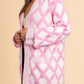Geometric Open Front Long Sleeve Cardigan