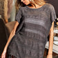 BiBi Fringed Hem Short Sleeve Knit Top - Brand BiBi
